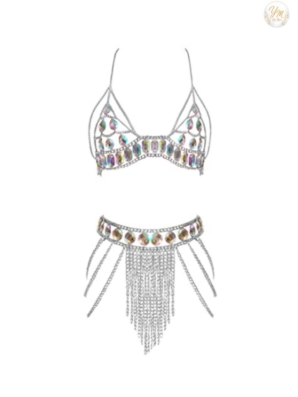 Rhinestone Metal Body Chain Adjustable Sexy Suit Jewelry for Clubbing